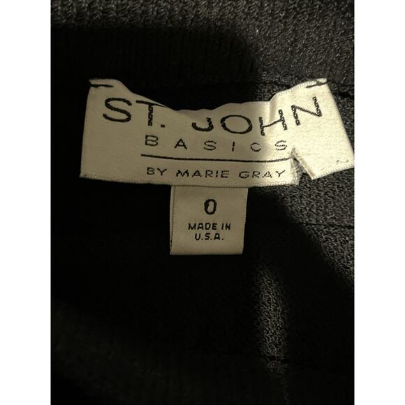 Vtg St John Black Santana Knit, Ruffled Front & Sleeve Cuff Jacket Size 2 EUC - Picture 4 of 8